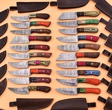 Lot of 20 Pcs Custom made Damascus steel skinner Pakka Wood Handle/Sheath picture