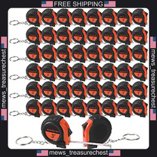 Mini Tape Measure Keychain Set 50 Pcs Stainless Steel Orange Retractable 3ft picture