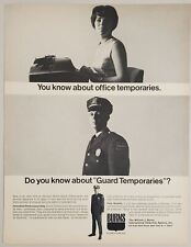1966 Print Ad Burns Security Services Guard Temporaries International Detective picture
