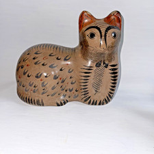 Vintage Large Tonala Pottery Folk Art Cat Figurine Mexican Pottery picture