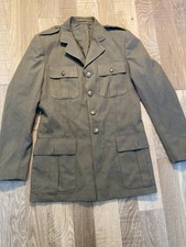 Vintage European Military Wool Tunic Jacket 4 Pocket Olive Brass Buttons Italy picture