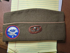 1950 US Army OD Garrison Paratrooper Cap with Sterling wings Patch picture