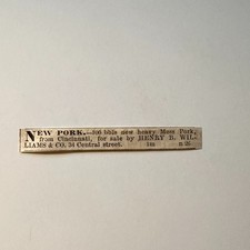 Henry B. Williams & Co. New Pork 1860 Boston Ad 5AK9-S46 picture