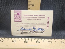 NASA TELECOMMUNICATIONS SATELLITE Conference 1969 Jim Fulton PA Name Tag Used picture