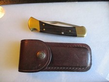 Vintage Buck 110 Folding Hunting Knife (4-Dot) w/ Sheath 1981-1986 USA picture