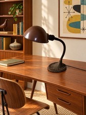 🍊Vintage MCM 1930s Art Deco Industrial Gooseneck Adjustable Desk Lamp WORKS picture