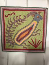 4 Huichol Yarn Paintings 16”X16” vintage picture