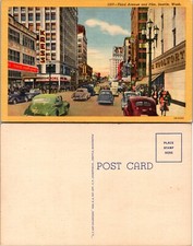 Third Avenue and Pike Street Scene Seattle Washington WA Postcard picture