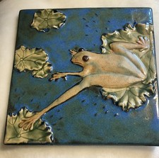 Frog And Lily Pad Tile Made By Global Views 8 X8 High Gloss 3D Gorgeous picture