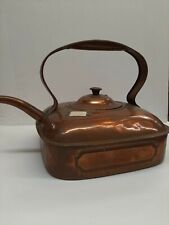 Vintage low profile 19th Century Square Copper Tea Kettle from an English barge. picture