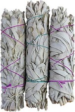 WHITE SAGE 3 PACK BUNDLE - 4 INCHES SMUDGE STICKS HOME SPIRITUAL CLEANSING picture