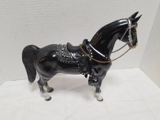 1950s Breyer Western Horse Glossy Black Horse, saddle, chain reins 10