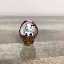 Limoges France PV Marque Deposee Peint Main Cat Kitten in a Basket picture