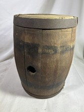 Antique Vintage Wooden Keg Whiskey Barrel with Bung Hole Oak Barrel Small picture