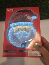 LED Infinity Mirror Santa Claus Light Up Christmas Decoration Happy Holidays picture