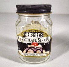 Hersey’s Chocolate Shoppe Toppings Glass Jar W/ Metal Lid / Label Vtg picture