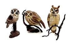 Lot of 3 Vintage Boehm Porcelain Owls-Boreal-Great Horned & Barn Owls 2.75