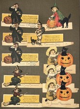 Lot 16 Antique 1920’s Halloween Die Cut Placecards JOL Black Cat Witch Hall Bros picture
