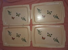 Set 4 Vintage MCM Retro Fiberglass TV Lap Trays Only No Legs Butterflies Rare  picture