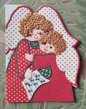 10 Vintage Christmas American Greetings MIHALY Angel Patchwork Felt photo cards picture