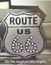 Retro Route 66 weathered road Sign 10x12 Replica 40s, 50s with Faux