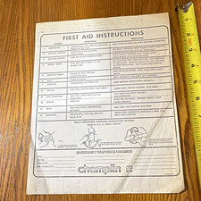 Vintage 1970s Champlin Oil Company First Aid Safety Instructions Chart picture