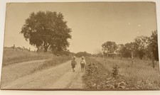 Antique Large Photo Barefoot Children Dirt Road Rural Farm Americana c1920 picture