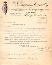 The Fidelity & Casualty Co 1903 Wm H Boehm NY Antique Letterhead Billhead TC26 picture