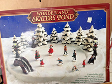Vintage 1996 Christmas Fantasy Wonderland Skaters Pond Musical Complete picture