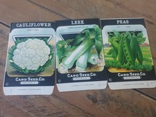 Lot Of 3 Vintage Seed Packets Cauliflower Leek Peas Card Seed Co Fredonia NY picture