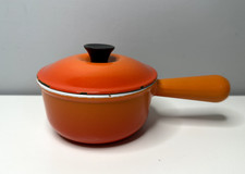 Le Creuset #14 Orange Flame Lidded Sauce Pan Made In France picture