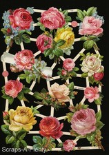 German Embossed Victorian Style Scrap Die Cut - Roses, Buds & Flowers   EF7448 picture