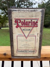 Square Polarine Five 5 Gallon Motor Oil Can Empty  picture