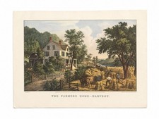 Vintage 1961 Currier & Ives Reprint “The Farmers Home – Harvest” Calendar Print picture