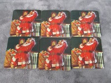 Coca Cola 1999 Coke Santa Claus Christmas Coasters Square Vintage Set of 6 picture