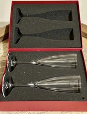 Baccarat Clear Stemmed Champagne Flutes-Set of 2 in original Box. ($430 New) picture