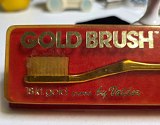 Rare VTG Gold Brush 18kt Gold Plated by Valdor with Original Display Case picture