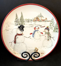 Williams Sonoma Snowman Winter Holiday Christmas Dinner Plate 10.5in NWT picture