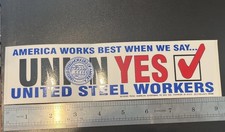 3- Vintage Union United Steel Workers Of America Decal Bumper Sticker Lot Of 3 picture