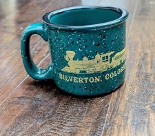 Silverton, Colorado Train Mug - Green with White & Black Speckles picture