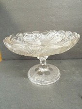 Antique 19th CENTURY ELEGANT GEORGE DAVIDSON DIAMOND POINT GLASS COMPOTE Bowl picture