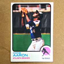 Topps 1973 Topps Hank Aaron Atlanta Braves #100 Base Set Trading Card picture