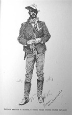 1892 US CAVALRY OFFICER PRINT FREDERIC REMINGTON WEST TEXAS MILITARY HISTORY picture