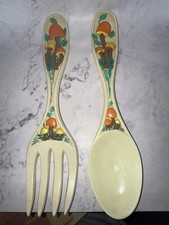 Vintage Arnels Mushroom Fork & Spoon Ceramic Wall Hanging Retro 17-inch picture