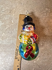 Vintage 2005 Christopher Radko Glass Snowman Christmas Ornament Top Hat 6