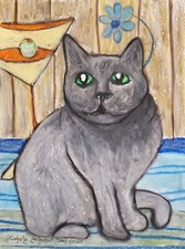 EXOTIC SHORTHAIR with Martini 11x14 Cat Art Picture Print of Painting Wall Decor picture