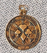 Vintage First Pentacle of Jupiter Talisman Pendant Signed I.R. Kabbalah Amulet picture