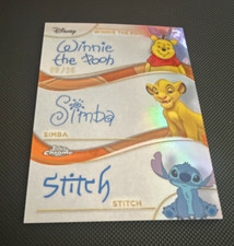 MINT - Topps 2025 Disney Chrome Triple Facsimile Auto Pooh Simba Stitch 09/25 picture