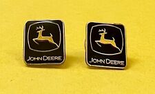 Vintage JOHN DEERE Black & Gold LAPEL PINS Matching Set of 2 picture