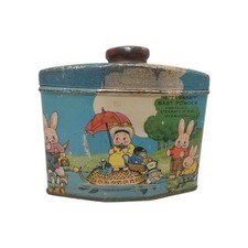 Antique Peter Rabbit Baby Powder Color Litho on Tin Artist Harrison Cady 1920's picture